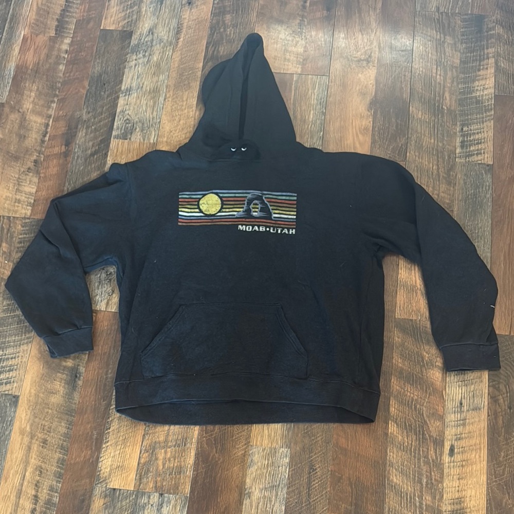 Black Graphic Hoodie with Moab Utah Design